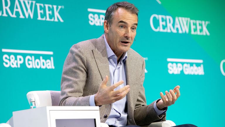 Bernard Looney, Chief Executive Officer of British Petroleum (BP), speaks at the CERAWeek energy conference in Houston, Texas, U.S. March 8, 2022. REUTERS/Daniel Kramer