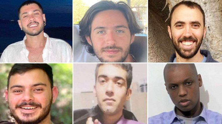 (Clockwise) Eliya Cohen, Omer Shem Tov, Tal Shoham,  Avera Mengisto, Hisham al-Sayed and Omer Wenkert.  Pic: Bring Them Home Now