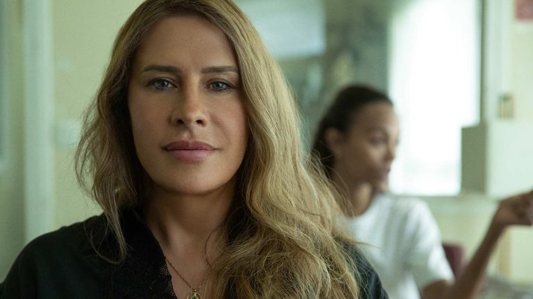 (L-R) Karla Sofía Gascón as Emilia Pérez and Zoe Saldaña as Rita Moro Castro in Emilia Pérez. Pic: Page 114/ Why Not Productins/ Pathe/ France 2 Cinema/ Netflix
