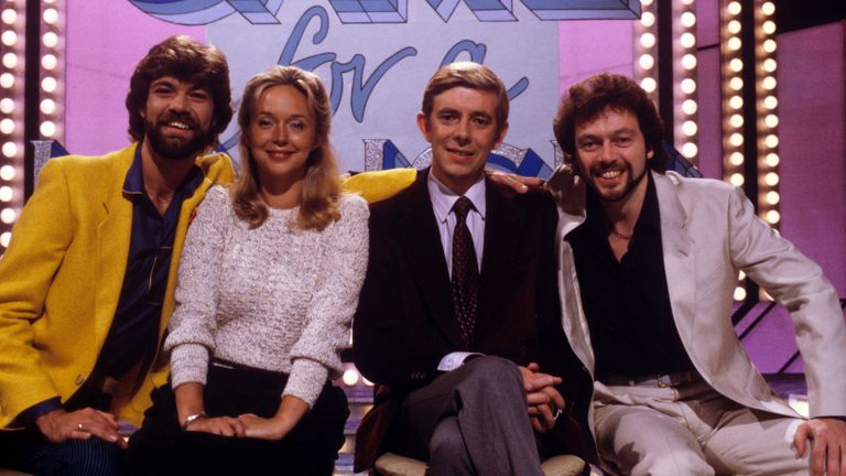 Pic: ITV/Shutterstock    'Game for a Laugh' - 1980's TV Presenters: L-R: Mathhew Kelly, Sarah Kennedy, Henry Kelly and Jeremy Beadle.    1980s