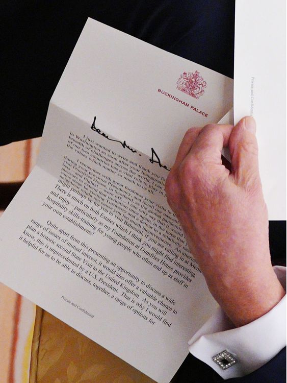 The King's letter to President Trump. Pic: PA