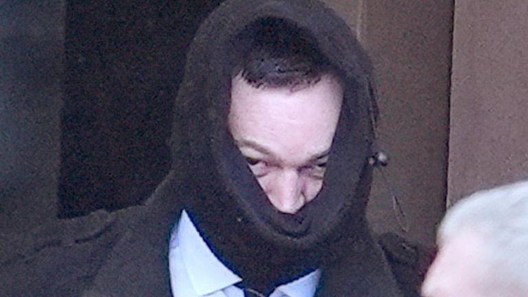 Kyle Shaw leaves Liverpool Crown Court, where he is charged with stalking Strictly judge Shirley Ballas.  Pic: PA