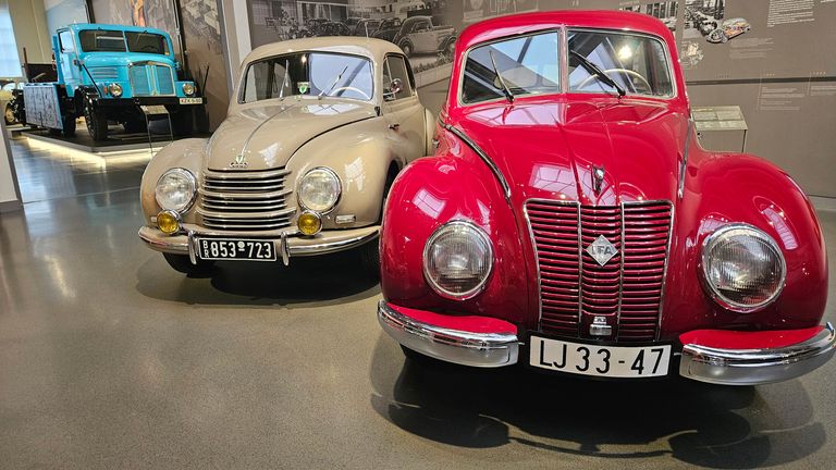 SN screengrab from Robbins VT about Trump tariffs. GVs from german car parts manufacturer HENNgineered in Zwickau, and the August Horch Museum. FTV PKG GERMAN AUTO TARIFFS ROBBINS ZWICKAU 27032025