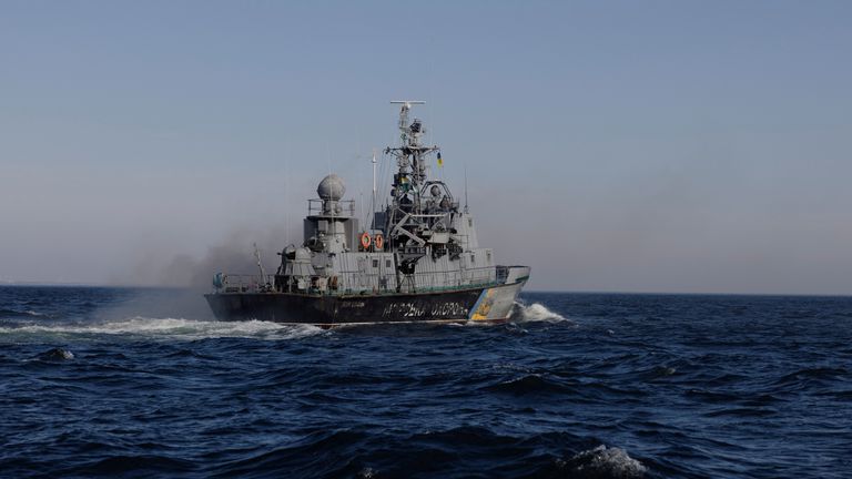 A Ukrainian patrol boat in the Black Sea in 2024. Pic: Reuters