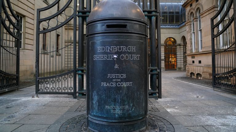 A view of the entrance to the Edinburgh Sheriff and Justice of the Peace Court where Nicolas Rossi is appearing for an evidential hearing. Rossi has been fighting extradition to the US after he fled the country in 2017 to evade charges involving identity theft and fraud, and a 2008 sexual assault charge in Utah. Rossi goes by at least ten other aliases, including Nicholas Alahverdian and Arthur Knight. Picture date: Wednesday February 15, 2023.