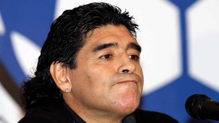 FILE - Argentina's national soccer team coach Diego Maradona attends a news conference in Caracas, Venezuela, Tuesday, Jan. 27, 2009. A medical examiner's report into the death of Maradona injected uncertainty Monday, April 29, 2024, into a case of criminal negligence brought against eight medical workers involved in his care, raising new questions just a month before the staffers are set to stand trial for homicide. (AP Photo/Carlos Hernandez, File)