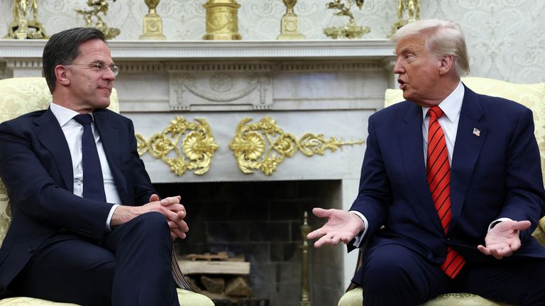 Donald Trump and NATO secretary general Mark Rutte. Pic: Reuters