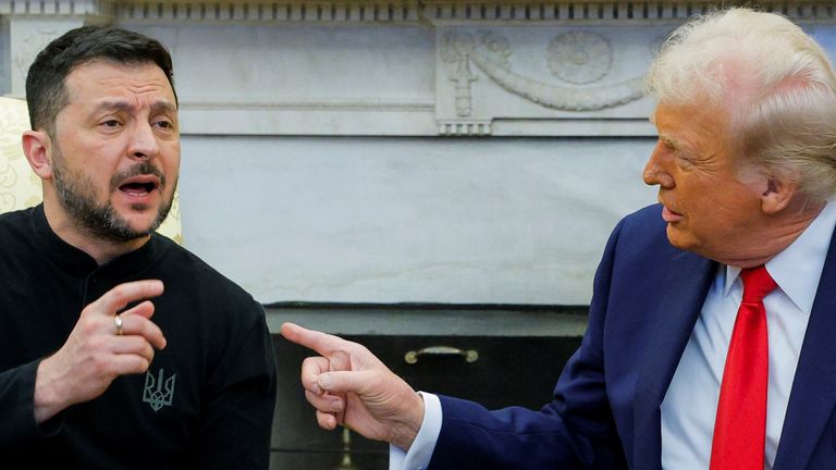 US President Donald Trump meets with Ukrainian President Volodymyr Zelenskyy in the White House. Pic: Reuters
