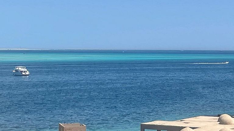 A general view of the area where a tourist submarine sank off the Red Sea resort city of Hurghada, Egypt, March 27, 2025. REUTERS/Stringer