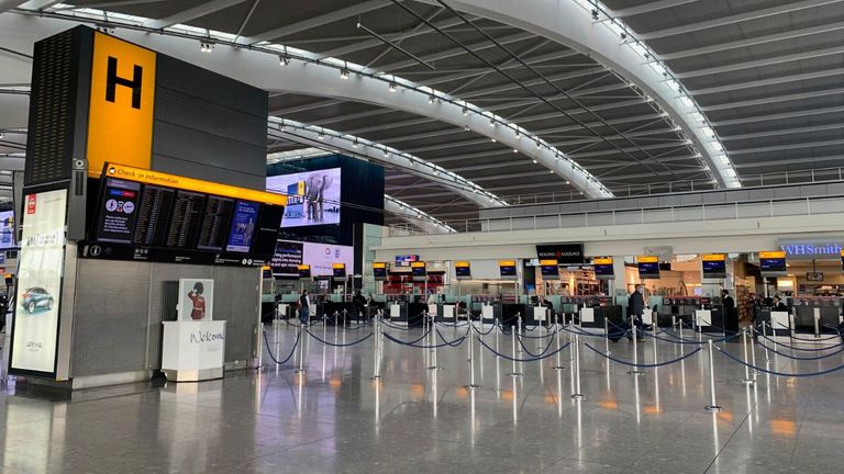 Deserted Heathrow Airport in 2020. Pic: Reuters