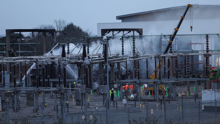 The aftermath of the substation fire. Pic: Reuters