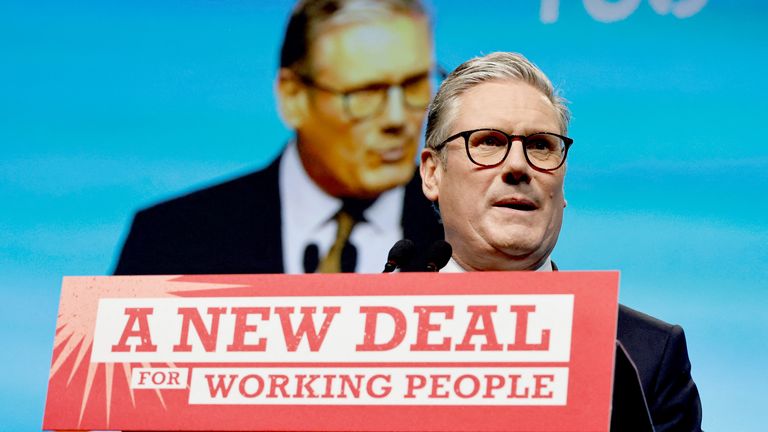 Keir Starmer attends the Trades Union Congress (TUC) conference in Brighton.  Pic: PA