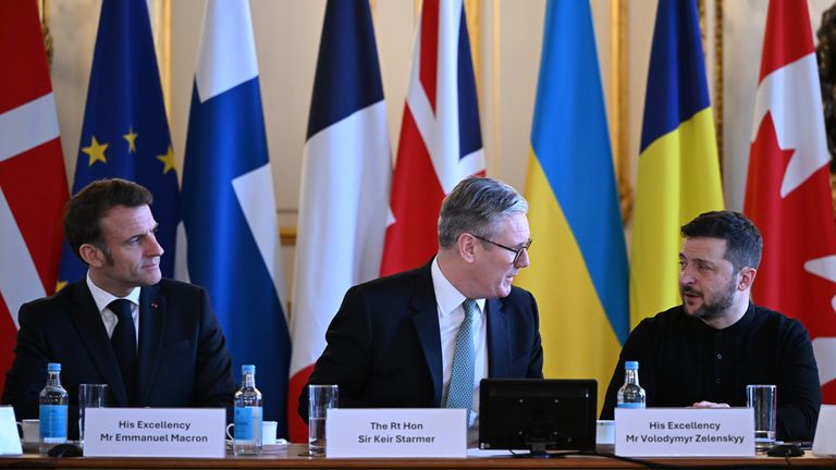 Emmanuel Macron, Sir Keir Starmer and Volodymyr Zelenskyy at the EU summit.