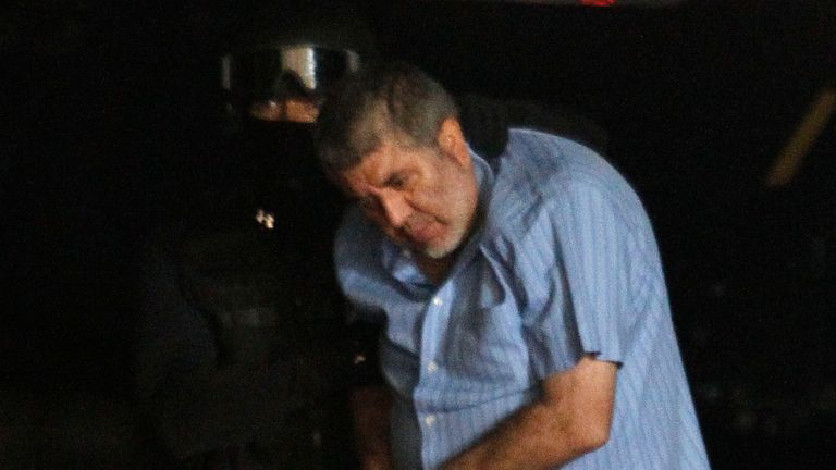 Vicente Carrillo Fuentes, the purported leader of the Juarez cartel, pictured after his arrest in 2014.  Pic: AP