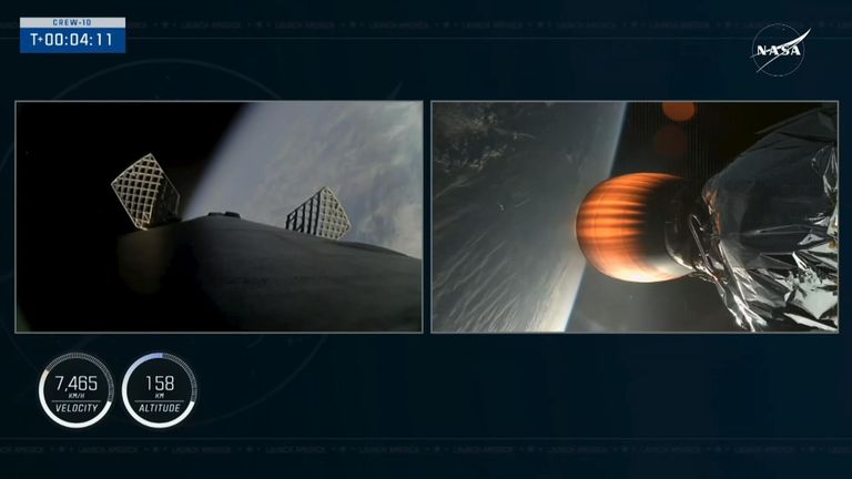 NASA’s SpaceX Crew-10 launching four crew members to the International Space Station (ISS). Pic: NASA  Source NASA TV