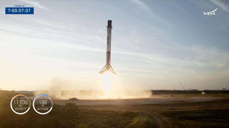 NASA’s SpaceX Crew-10 launching four crew members to the International Space Station (ISS). Pic: NASA  Source NASA TV