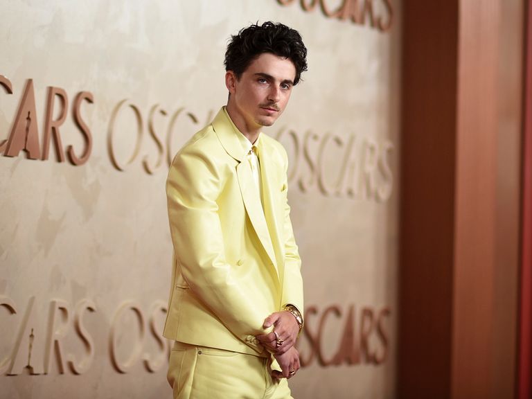 Timothee Chalamet arrives at the Oscars on Sunday, March 2, 2025, at the Dolby Theatre in Los Angeles. (Photo by Richard Shotwell/Invision/AP)