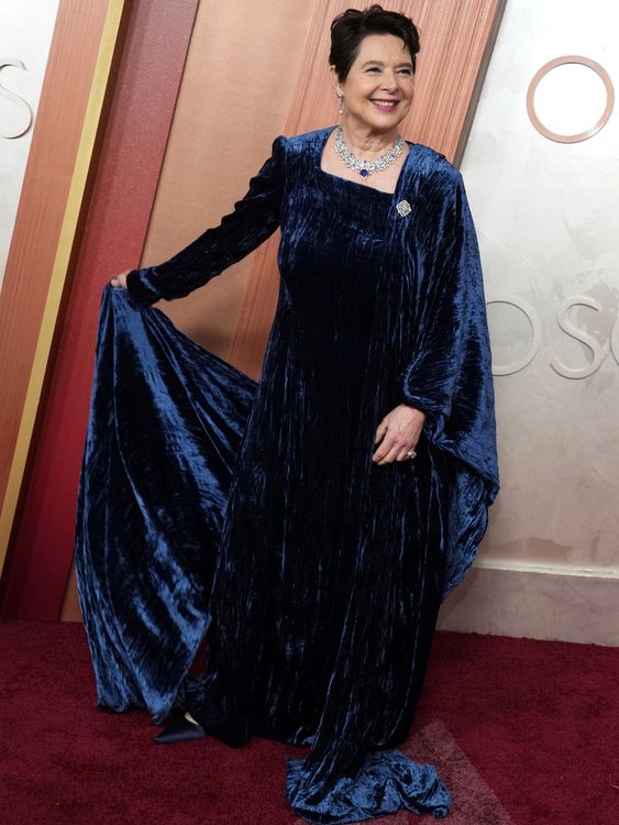 Isabella Rossellini arrives at the Oscars on Sunday, March 2, 2025, at the Dolby Theatre in Los Angeles. (Photo by Jordan Strauss/Invision/AP)
