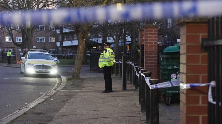 Police at the scene of the shooting in Paradise Road, south London