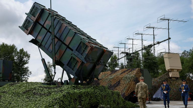 US military aid has included Patriot air defence systems. Pic: Reuters