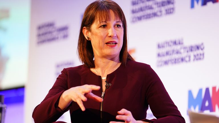 Rachel Reeves attending the Make UK Conference at the QEII Centre.  Pic: PA