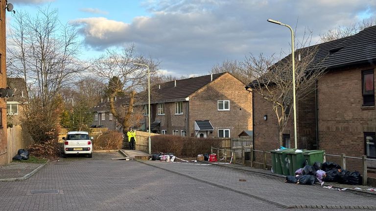 The scene in Llys Illtyd, Talbot Green, where police say a 40-year-old woman died after a shooting on Sunday 9 March