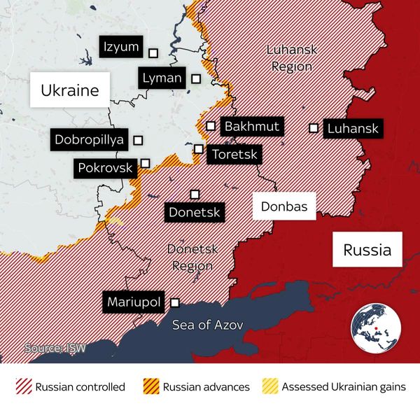 A map showing Ukraine's Donetsk region