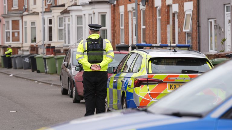 Police presence outside a house in Wellingborough's Newcomen Road that was damaged by fire. A thirteen-year-old girl, has been charged with murder and arson after body of a woman was found in the property. Picture date: Wednesday March 12, 2025.