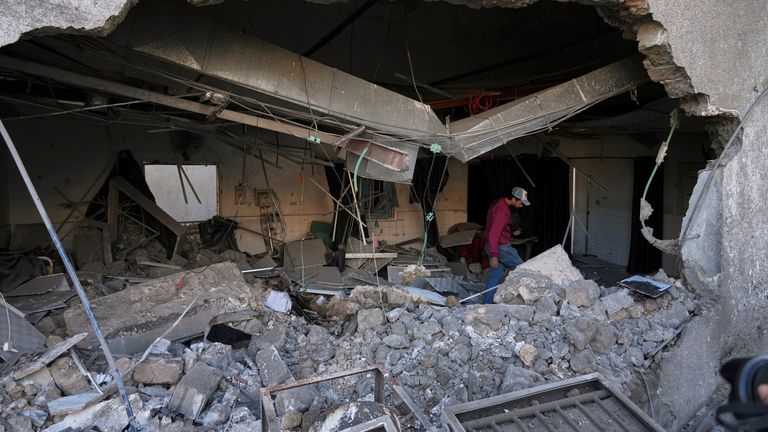 A closer look at what was the hospital's outpatient and laboratory wards. Pic: AP