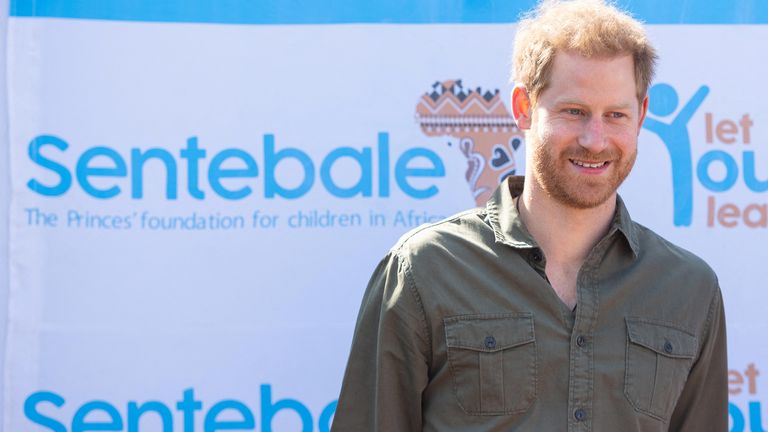 Prince Harry visits the Kasane Health Post, run by the Sentebale charity, in Botswana in 2019. File pic: Reuters