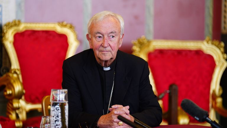Cardinal Vincent Nichols during a press conference in the Throne Room of Archbishop's House, central London, following the announcement by the Vatican of the death of Pope Francis aged 88. Picture date: Monday April 21, 2025.