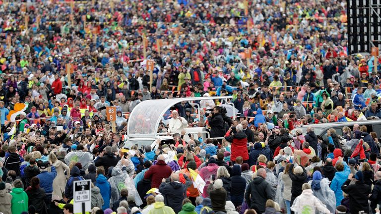 Pope Francis visiting Phoenix Park in Dublin in 2018