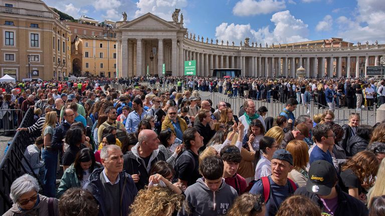 At least 250,000 people visited the Pope as he lay in state. Pic: AP