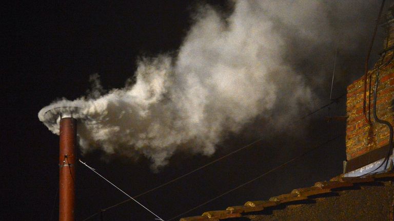 White smoke rises from the chimney on the Sistine Chapel indicating that Pope Francis had been elected in 2013. Pic: Reuters
