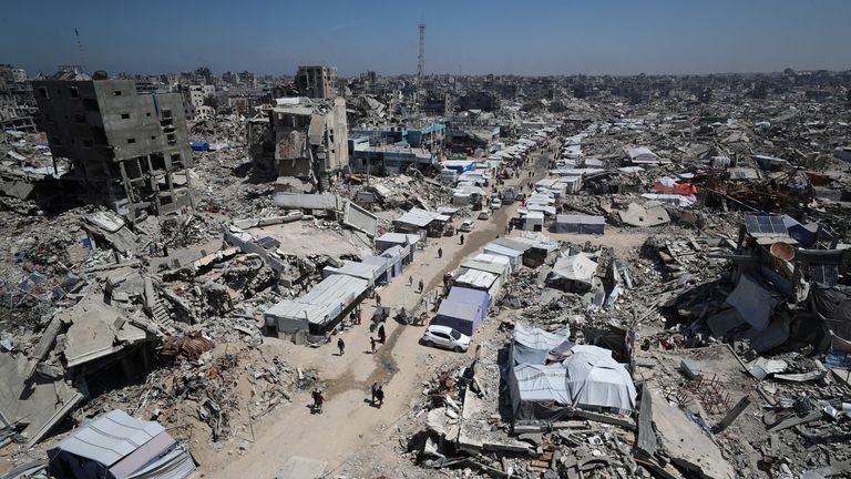 Gaza after around a year and a half of Israeli attacks.  Pic: Reuters/Mahmoud Issa