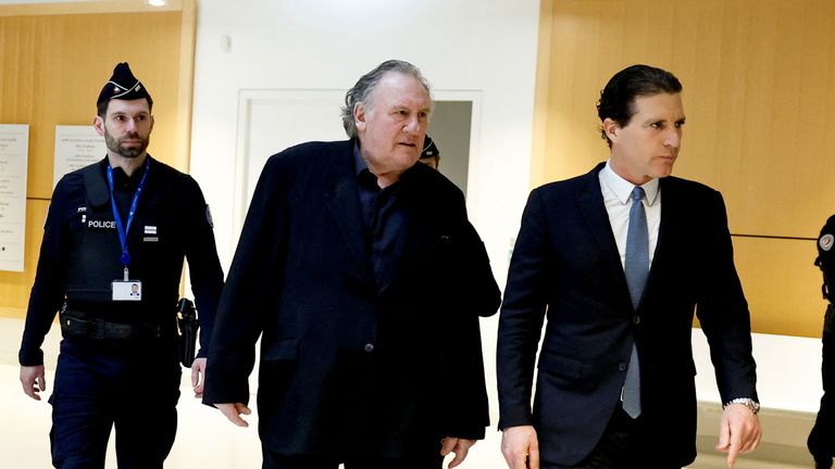 Gerard Depardieu arrivesfor his trial.  Pic Reuters
