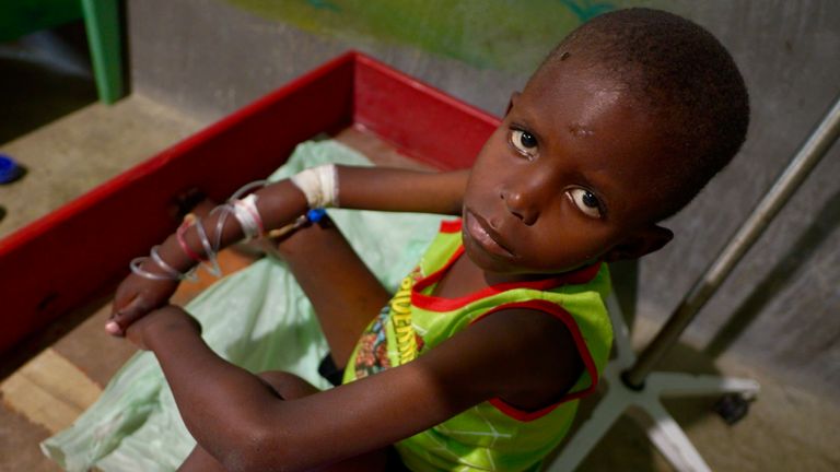 A young boy at the Fontaine Hospital.