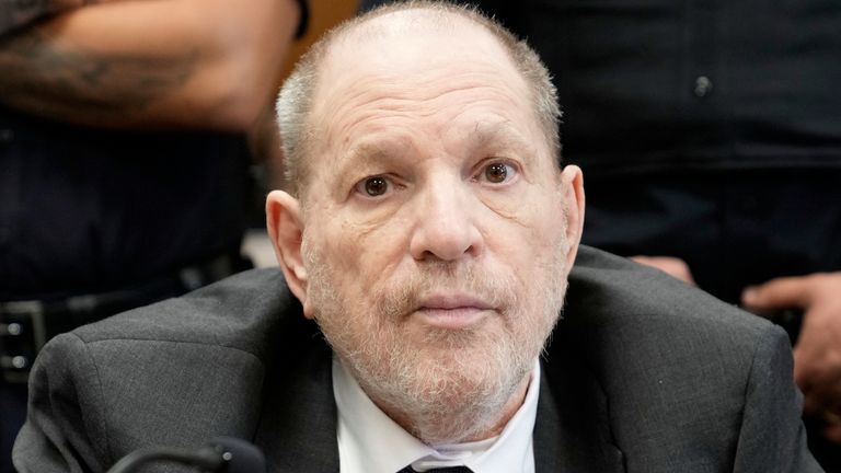 Harvey Weinstein appears in Manhattan Criminal Court during his rape and sexual assault re-trial in New York.  Pic Reuters