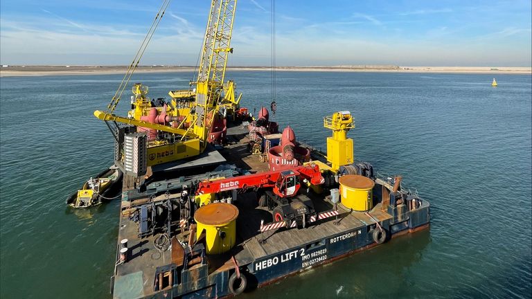 Undated handout photo issued by TMC Marine of a HEBO LIFT 2, which will be used in the recovery operation to retrieve Tech tycoon Mike Lynch's sunken superyacht Bayesian.  Pic:TMC Marine/PA