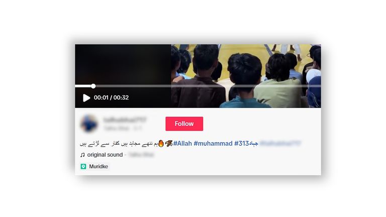 The caption of the video reads "we are little soldiers, and we fight the non-believers". It uses the hashtag '313' and uses the word 'mujahid' which means 'who does jihad'.