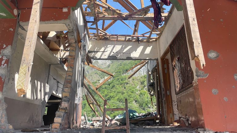 The damaged mosque