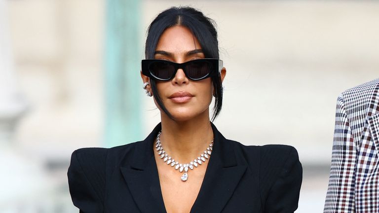 Kim Kardashian leaves the courthouse in Paris. Pic: Reuters
