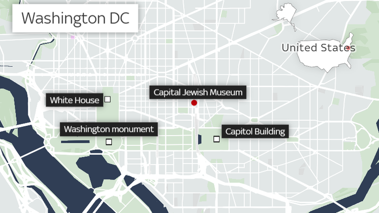 A map shows the Capital Jewish Museum in relation to the White House