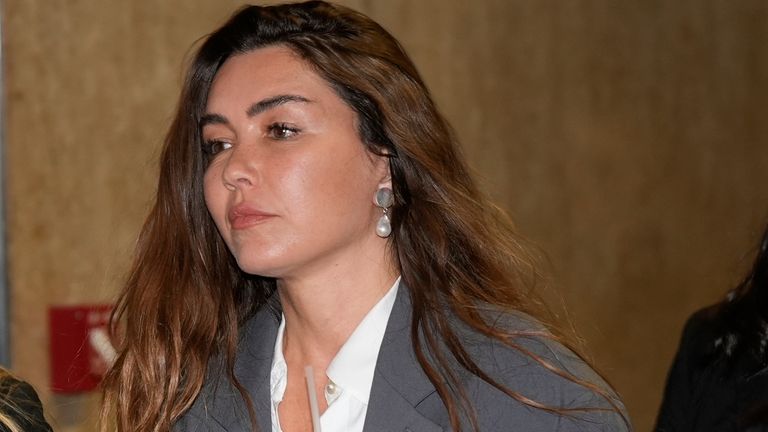 Miriam Haley, an accuser testifying at Harvey Weinstein's rape trial, arrives to the courtroom after a break in New York, Tuesday, April 29, 2025. (AP Photo/Seth Wenig)
