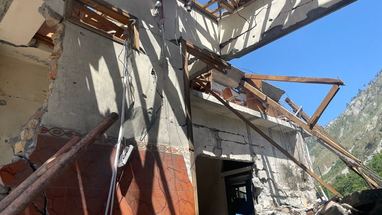 The damaged mosque