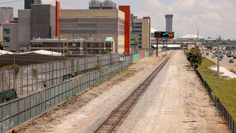 The Orleans Justice Center jail, left, in New Orleans is seen on Friday, May 16, 2025. (Brett Duke/The Advocate via AP)