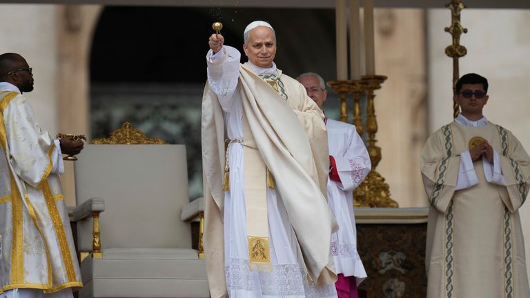 Pope Leo during his pontificate in St Peter's Square. Pic: AP