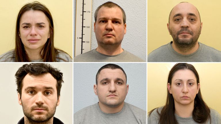 (Clockwise) Vanya Gaberova, Orlin Roussev, Bizer Dzhambazov, Katrin Ivanova, Ivan Stoyanov and Tihomir Ivanchev.  Pic: Met Police