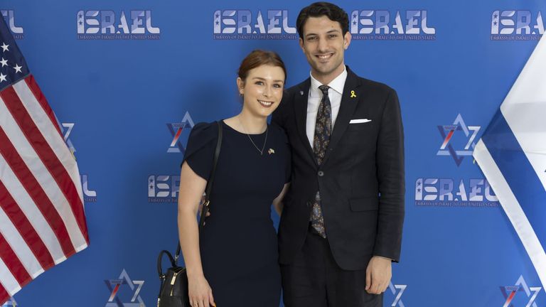 Israel's embassy in the US has shared an image of the two victims of the Washington shooting, naming them as Yaron and Sarah.  @IsraelinUSA