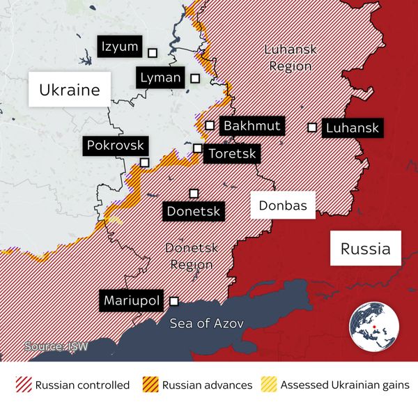 Map showing Ukraine's Donbas region